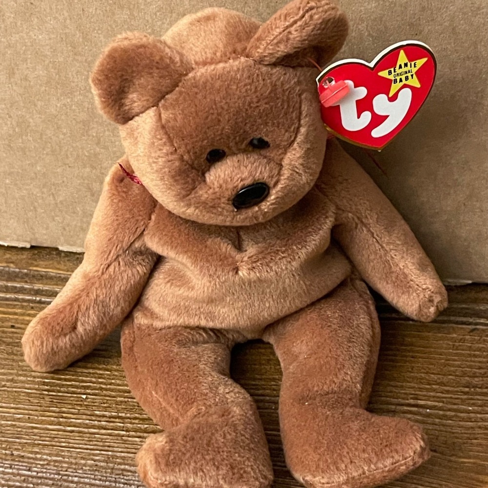 Ty Beanie Baby TEDDY Style 4050 Brown Bear 1995 DOB 4th Gen Tag Rare Variant NWT